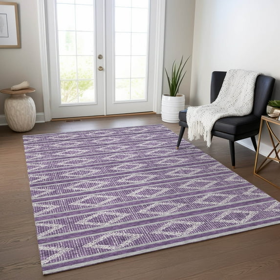 Addison Rugs Chantille Indoor/Outdoor Transitional Geometric Purple Washable Rectangle Rug, 2'6" x 3'10"