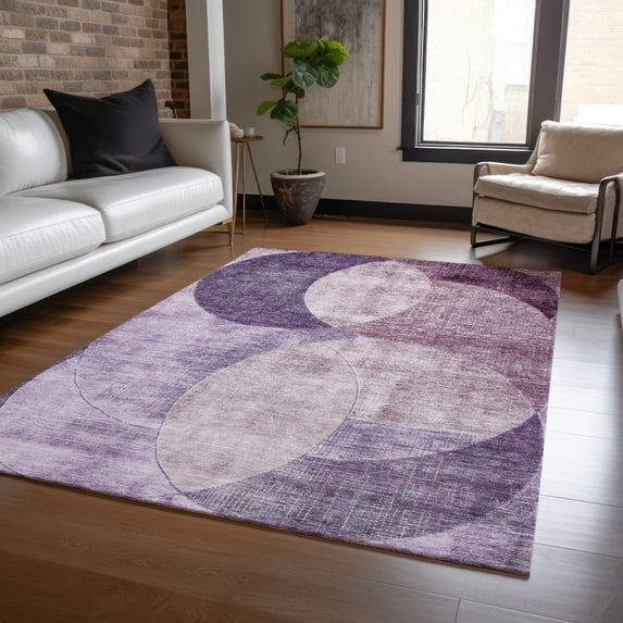 Addison Rugs Chantille Indoor/Outdoor Transitional Geometric Purple Washable Rectangle Rug, 3' x 5'
