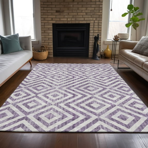 Addison Rugs Chantille Indoor/Outdoor Transitional Geometric Purple Washable Rectangle Rug, 3' x 5'