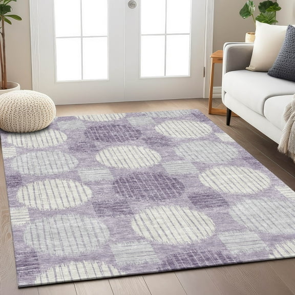 Addison Rugs Chantille Indoor/Outdoor Transitional Geometric Purple Washable Rectangle Rug, 5' x 7'6"