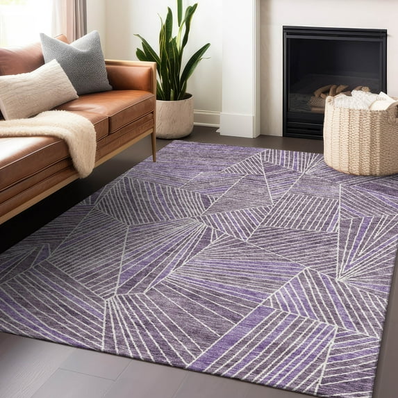 Addison Rugs Chantille Indoor/Outdoor Transitional Geometric Purple Washable Rectangle Rug, 8' x 10'
