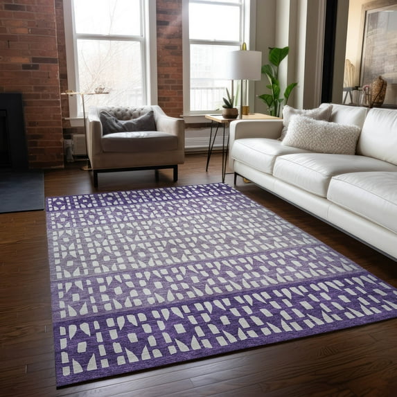 Addison Rugs Chantille Indoor/Outdoor Transitional Geometric Purple Washable Rectangle Rug, 9' x 12'