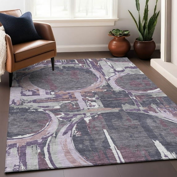 Addison Rugs Chantille Indoor/Outdoor Transitional Geometric Purple Washable Rectangle Rug, 9' x 12'