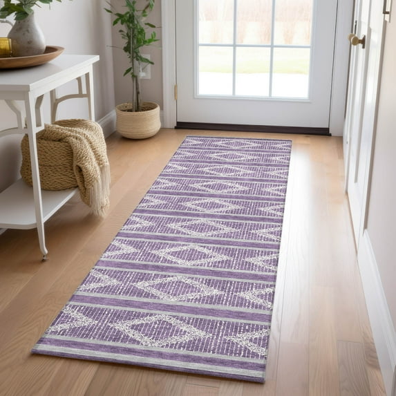 Addison Rugs Chantille Indoor/Outdoor Transitional Geometric Purple Washable Runner Rug, 2'3" x 7'6"