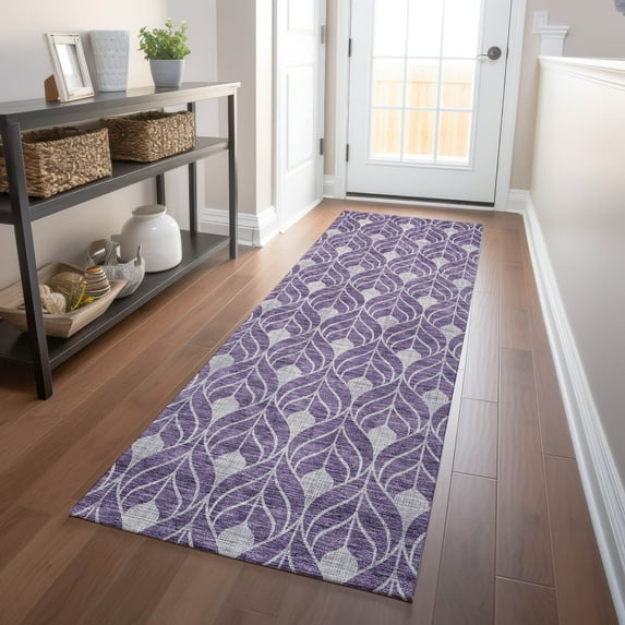 Addison Rugs Chantille Indoor/Outdoor Transitional Geometric Purple Washable Runner Rug, 2'3" x 7'6"