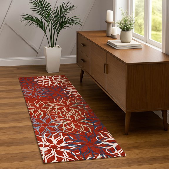 Addison Rugs Chantille Indoor/Outdoor Transitional Geometric Red Machine Washable Runner Rug, 2'3" x 7'6"