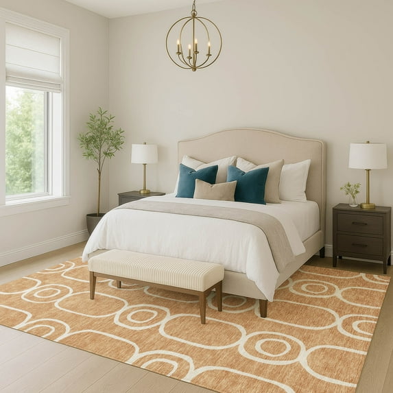Addison Rugs Chantille Indoor/Outdoor Transitional Geometric Rust Machine Washable Rectangle Rug, 3' x 5'