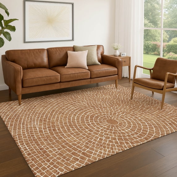 Addison Rugs Chantille Indoor/Outdoor Transitional Geometric Rust Machine Washable Rectangle Rug, 3' x 5'