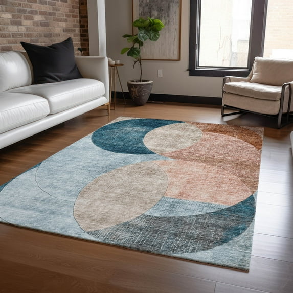Addison Rugs Chantille Indoor/Outdoor Transitional Geometric Rust Washable Rectangle Rug, 5' x 7'6"