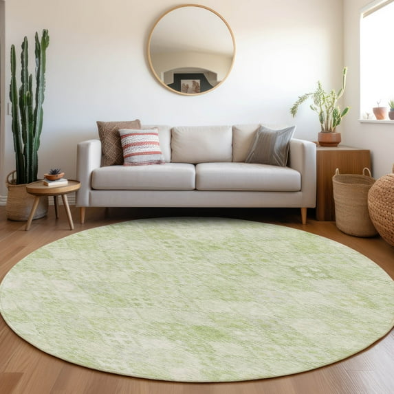 Addison Rugs Chantille Indoor/Outdoor Transitional Geometric Sage Washable Round Rug, 8' x 8'