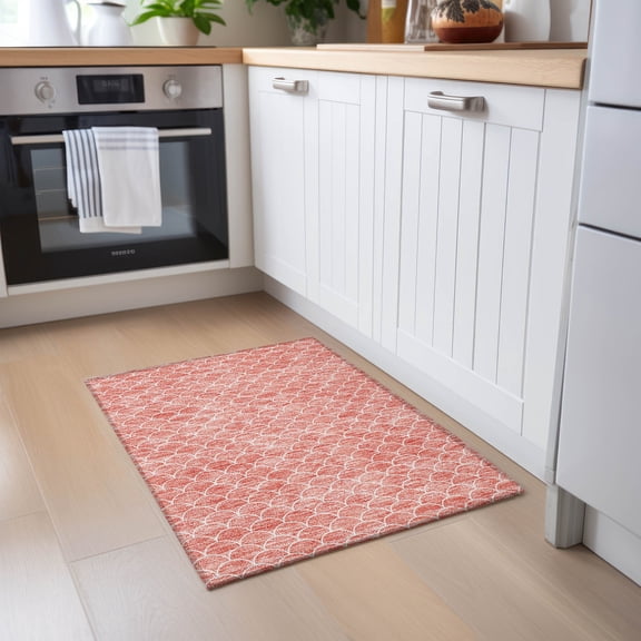 Addison Rugs Chantille Indoor/Outdoor Transitional Geometric Salmon Washable Rectangle Rug, 1'8" x 2'6"
