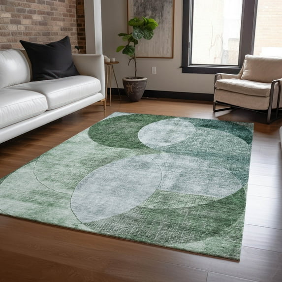 Addison Rugs Chantille Indoor/Outdoor Transitional Geometric Seafoam Washable Rectangle Rug, 5' x 7'6"