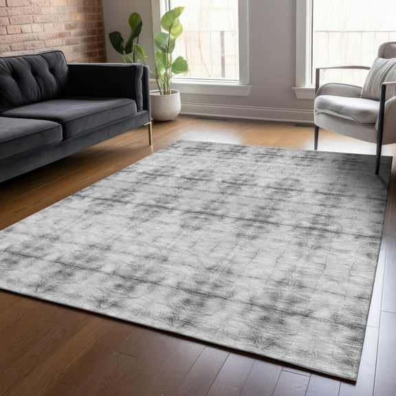 Addison Rugs Chantille Indoor/Outdoor Transitional Geometric Silver Washable Rectangle Rug, 3' x 5'