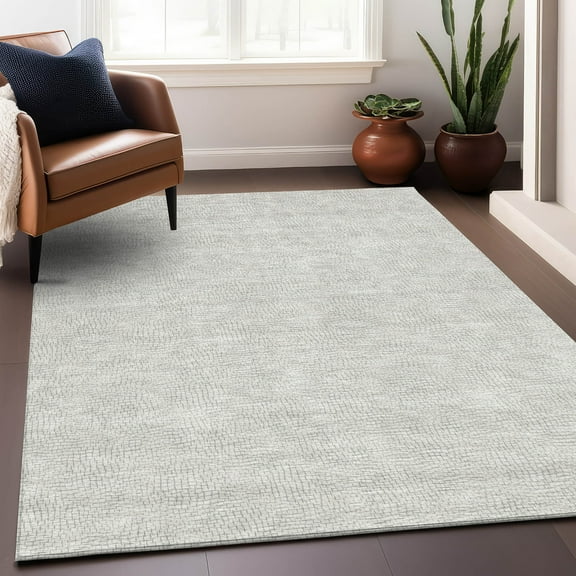 Addison Rugs Chantille Indoor/Outdoor Transitional Geometric Silver Washable Rectangle Rug, 3' x 5'