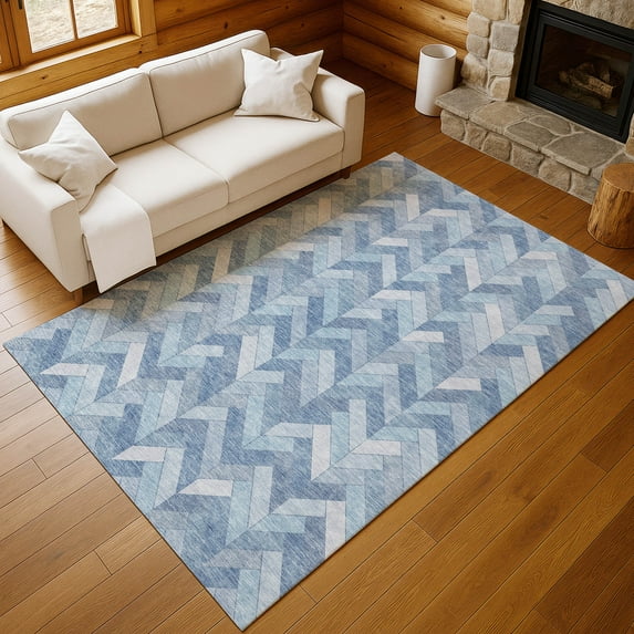 Addison Rugs Chantille Indoor/Outdoor Transitional Geometric Sky Machine Washable Rectangle Rug, 9' x 12'