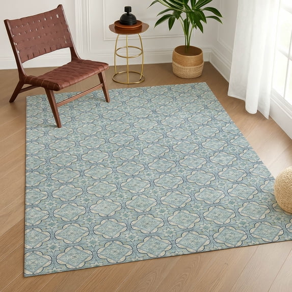 Addison Rugs Chantille Indoor/Outdoor Transitional Geometric Sky Machine Washable Rectangle Rug, 9' x 12'