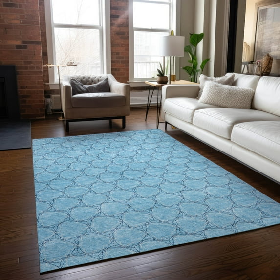 Addison Rugs Chantille Indoor/Outdoor Transitional Geometric Sky Washable Rectangle Rug, 5' x 7'6"