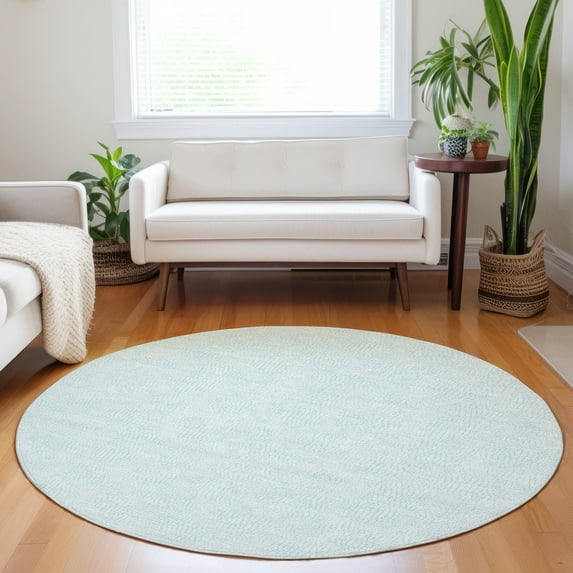 Addison Rugs Chantille Indoor/Outdoor Transitional Geometric Sky Washable Round Rug, 8' x 8'