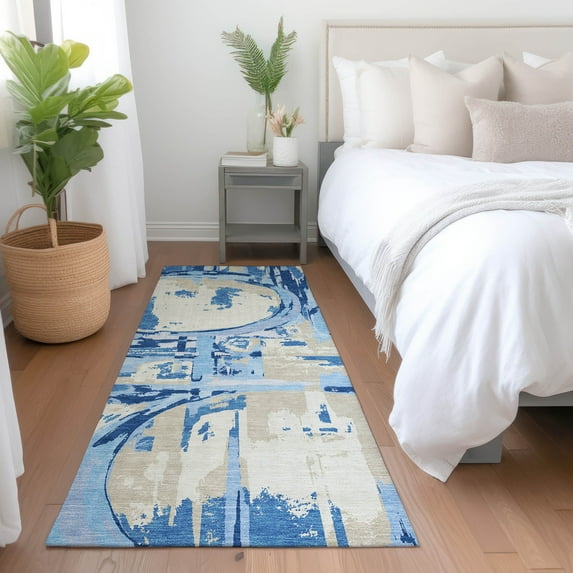Addison Rugs Chantille Indoor/Outdoor Transitional Geometric Sky Washable Runner Rug, 2'3" x 7'6"