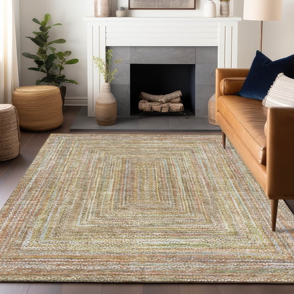 Addison Rugs Chantille Indoor/Outdoor Transitional Geometric Tan Machine Washable Rectangle Rug, 5' x 7'6"