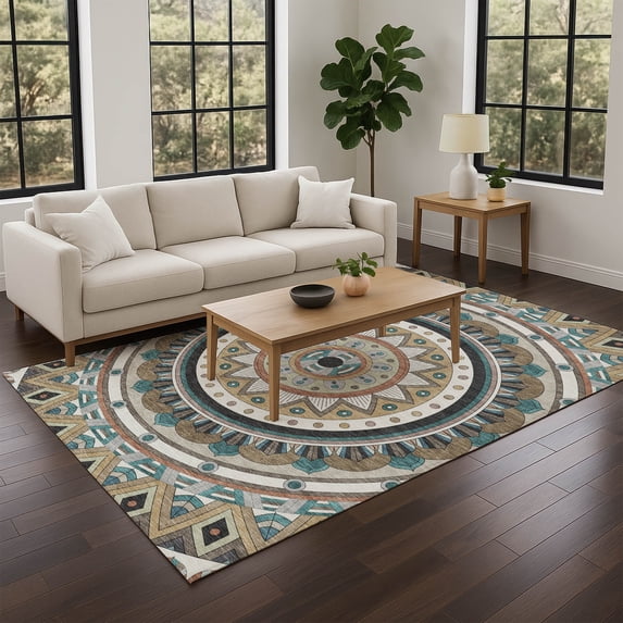 Addison Rugs Chantille Indoor/Outdoor Transitional Geometric Taupe Machine Washable Rectangle Rug, 10' x 14'