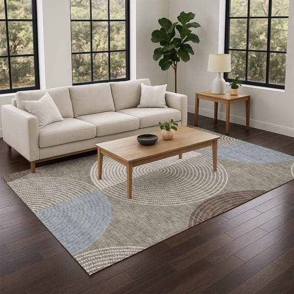 Addison Rugs Chantille Indoor/Outdoor Transitional Geometric Taupe Machine Washable Rectangle Rug, 3' x 5'