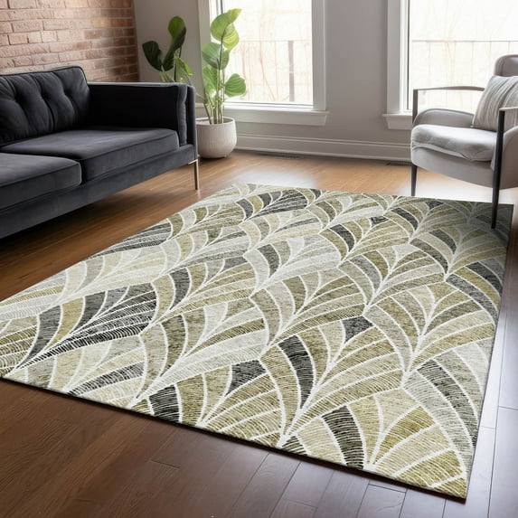Addison Rugs Chantille Indoor/Outdoor Transitional Geometric Taupe Washable Rectangle Rug, 8' x 10'