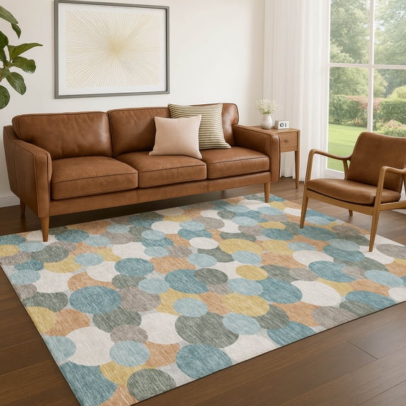 Addison Rugs Chantille Indoor/Outdoor Transitional Geometric Teal Machine Washable Rectangle Rug, 9' x 12'