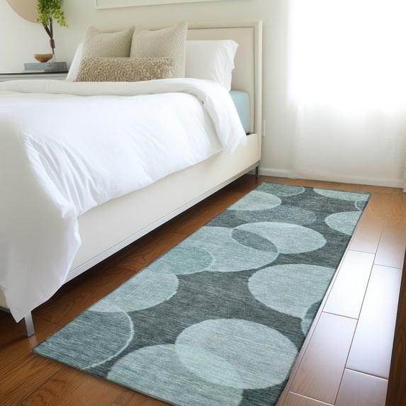 Addison Rugs Chantille Indoor/Outdoor Transitional Geometric Teal Machine Washable Runner Rug, 2'3" x 7'6"