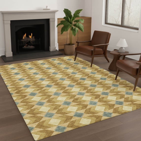 Addison Rugs Chantille Indoor/Outdoor Transitional Geometric Walnut Machine Washable Rectangle Rug, 10' x 14'