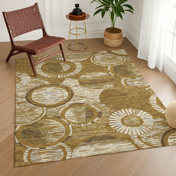 Addison Rugs Chantille Indoor/Outdoor Transitional Geometric Walnut Machine Washable Rectangle Rug, 3' x 5'