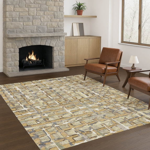 Addison Rugs Chantille Indoor/Outdoor Transitional Geometric Wheat Machine Washable Rectangle Rug, 5' x 7'6"