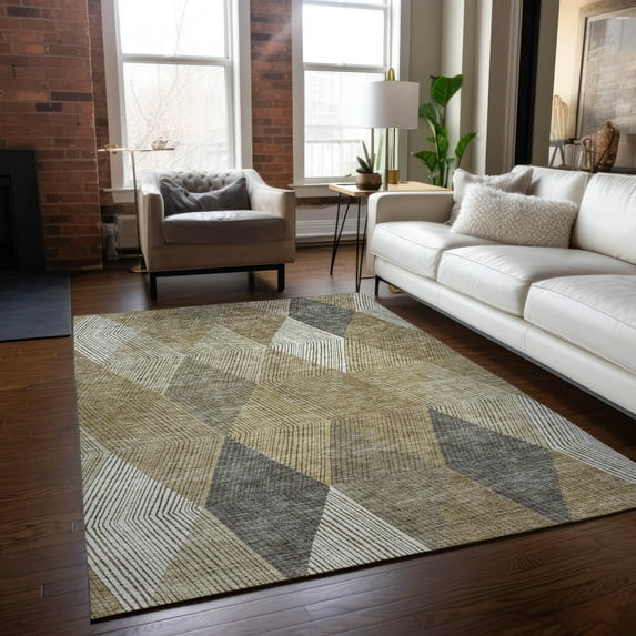 Addison Rugs Chantille Indoor/Outdoor Transitional Geometric Wheat Washable Rectangle Rug, 9' x 12'