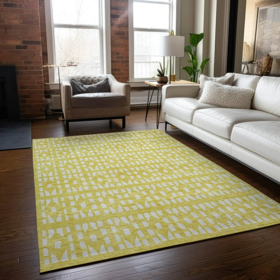 Addison Rugs Chantille Indoor/Outdoor Transitional Geometric Yellow Washable Rectangle Rug, 3' x 5'