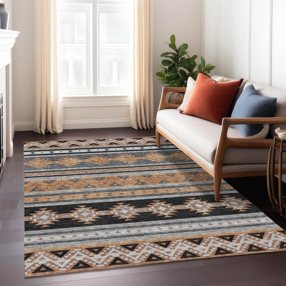 Addison Rugs Chantille Indoor/Outdoor Transitional Global Black Machine Washable Rectangle Rug, 10' x 14'