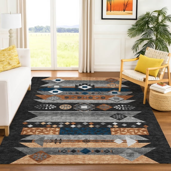 Addison Rugs Chantille Indoor/Outdoor Transitional Global Black Machine Washable Rectangle Rug, 10' x 14'