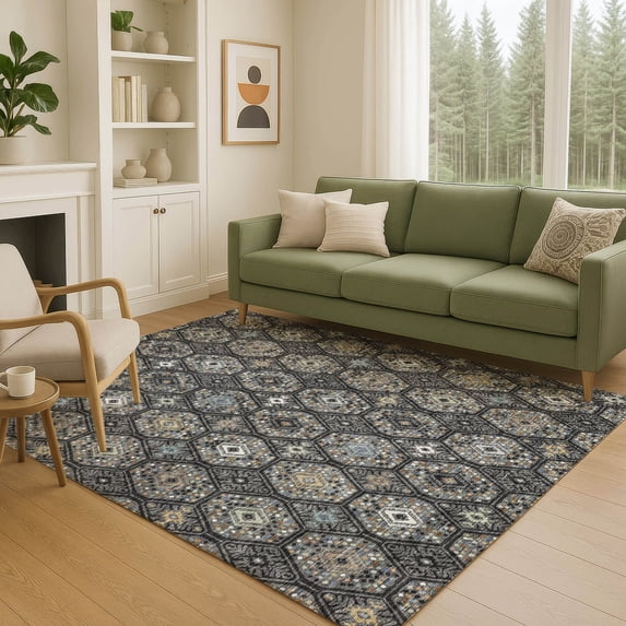 Addison Rugs Chantille Indoor/Outdoor Transitional Global Black Machine Washable Rectangle Rug, 10' x 14'
