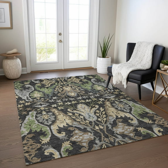 Addison Rugs Chantille Indoor/Outdoor Transitional Global Black Washable Rectangle Rug, 2'6" x 3'10"