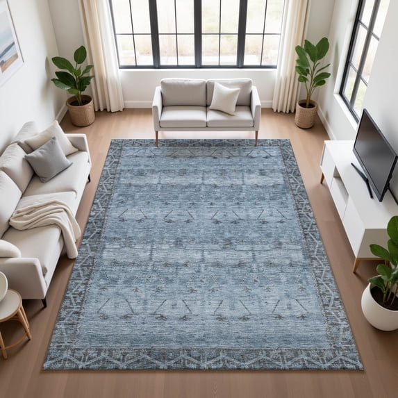 Addison Rugs Chantille Indoor/Outdoor Transitional Global Blue Machine Washable Rectangle Rug, 5' x 7'6"