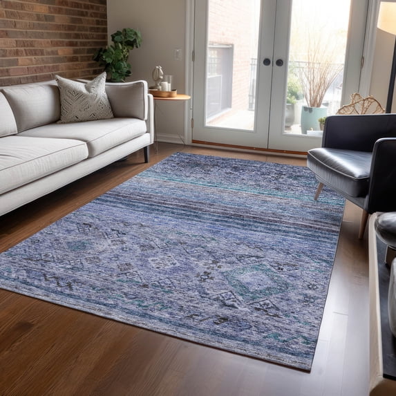 Addison Rugs Chantille Indoor/Outdoor Transitional Global Blue Washable Rectangle Rug, 9' x 12'