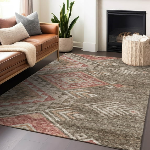 Addison Rugs Chantille Indoor/Outdoor Transitional Global Brown Washable Rectangle Rug, 10' x 14'
