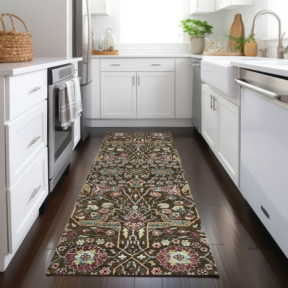Addison Rugs Chantille Indoor/Outdoor Transitional Global Chocolate Washable Runner Rug, 2'3" x 7'6"