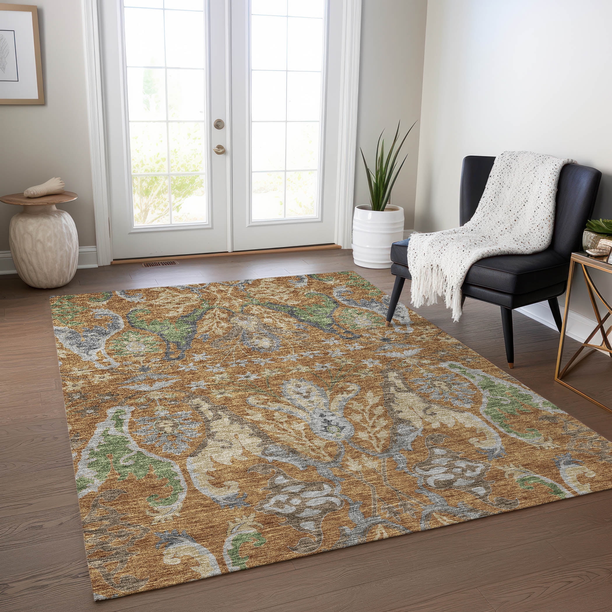 Addison Rugs Chantille Indoor/Outdoor Transitional Global Copper Washable Rectangle Rug, 10' x 14'
