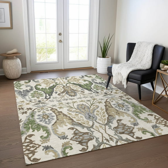 Addison Rugs Chantille Indoor/Outdoor Transitional Global Ivory Washable Rectangle Rug, 8' x 10'