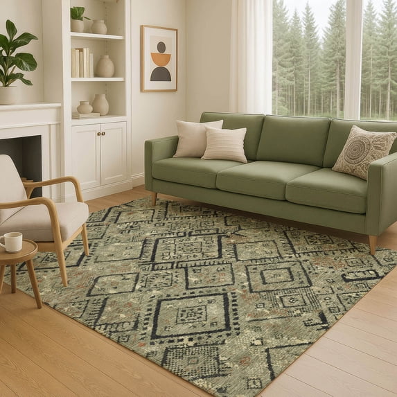 Addison Rugs Chantille Indoor/Outdoor Transitional Global Olive Machine Washable Rectangle Rug, 9' x 12'