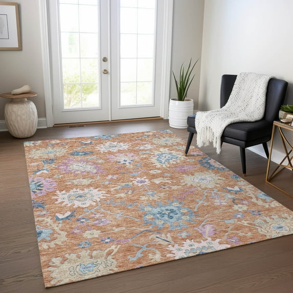 Addison Rugs Chantille Indoor/Outdoor Transitional Global Orange Washable Rectangle Rug, 8' x 10'