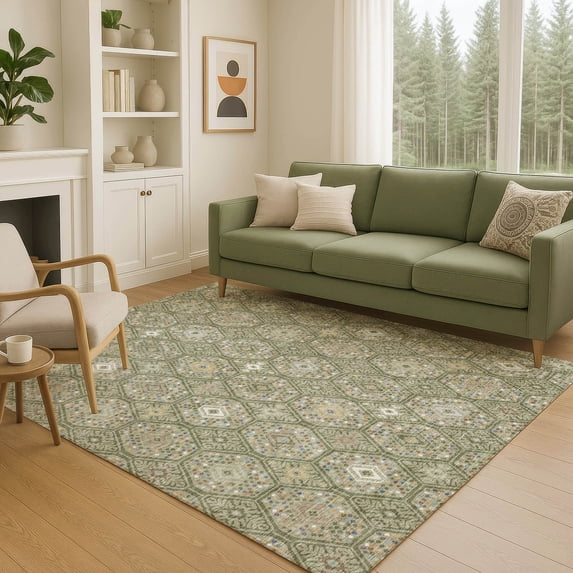 Addison Rugs Chantille Indoor/Outdoor Transitional Global Sage Machine Washable Rectangle Rug, 5' x 7'6"