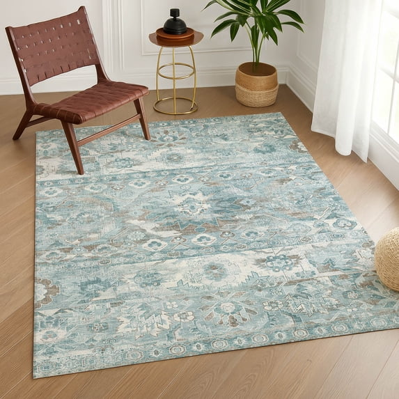 Addison Rugs Chantille Indoor/Outdoor Transitional Global Teal Machine Washable Rectangle Rug, 10' x 14'
