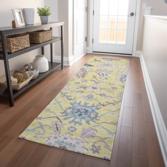 Addison Rugs Chantille Indoor/Outdoor Transitional Global Yellow Washable Runner Rug, 2'3" x 7'6"