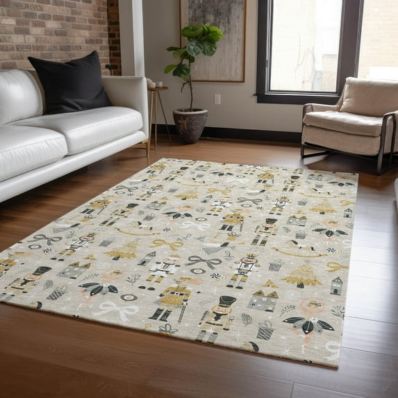 Addison Rugs Chantille Indoor/Outdoor Transitional Holiday Beige Machine Washable Rectangle Rug, 10' x 14'